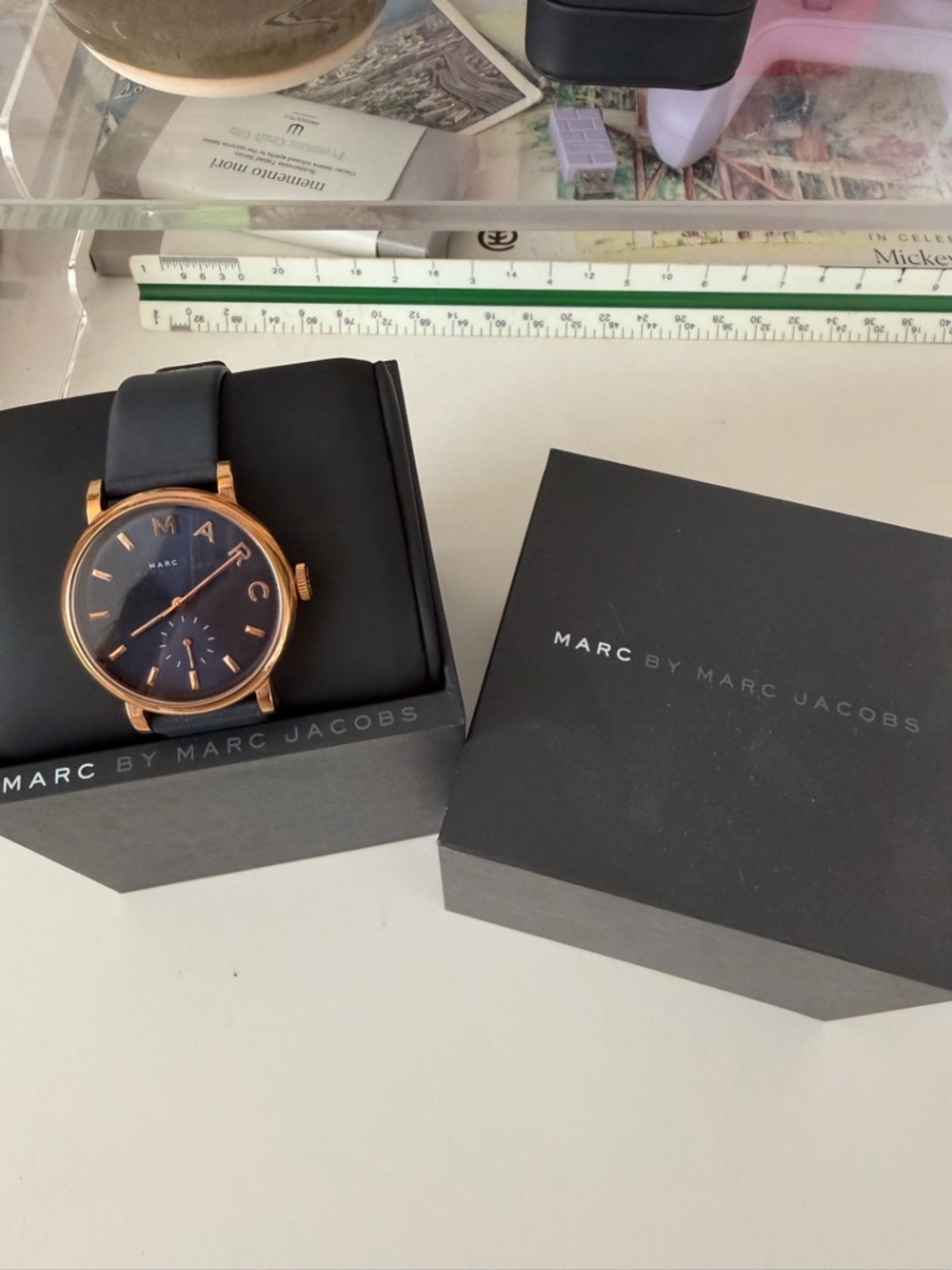 Marc by Marc Jacobs Rose Gold Case Navy Blue Dial Navy Blue Strap Watch